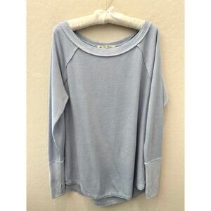 Free People Light Blue Waffle Knit Top-SHIPS FREE